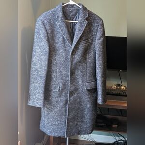 Men's Blue Gray Wool Coat